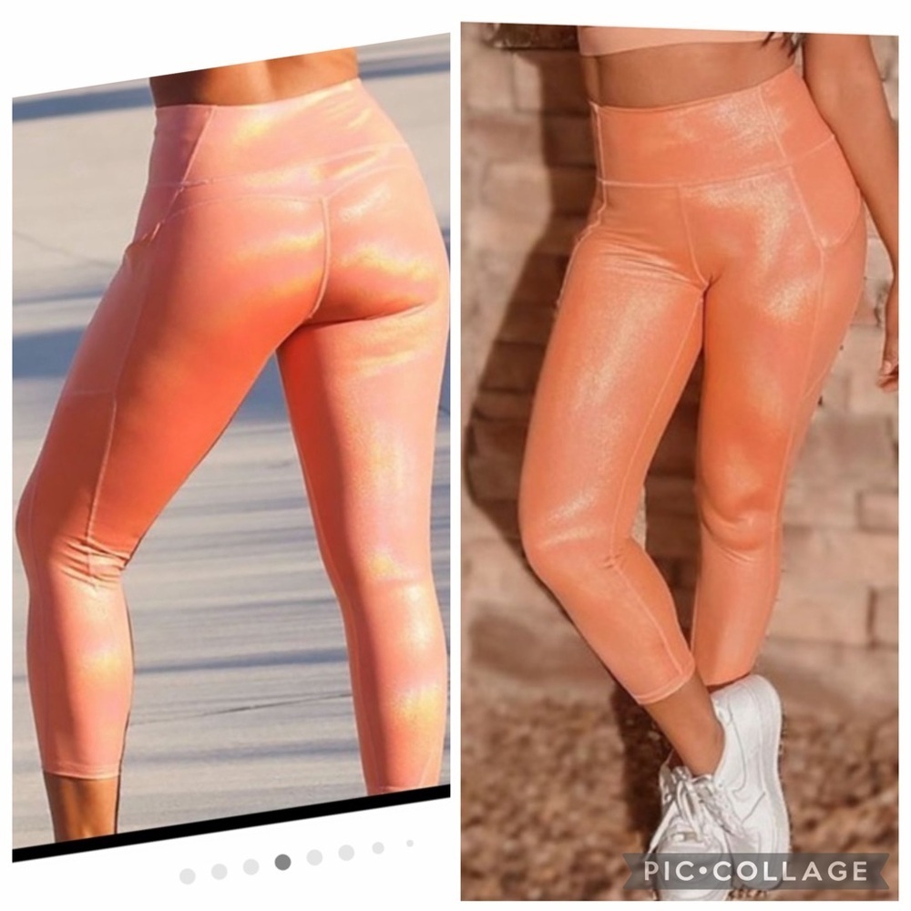 Fabletics Iridescent Peach-Coral High-Waisted Leggings - Picture 16 of 16
